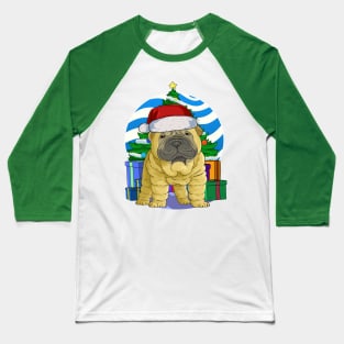 Chinese Shar-Pei Dog Cute Santa Christmas Gift Baseball T-Shirt